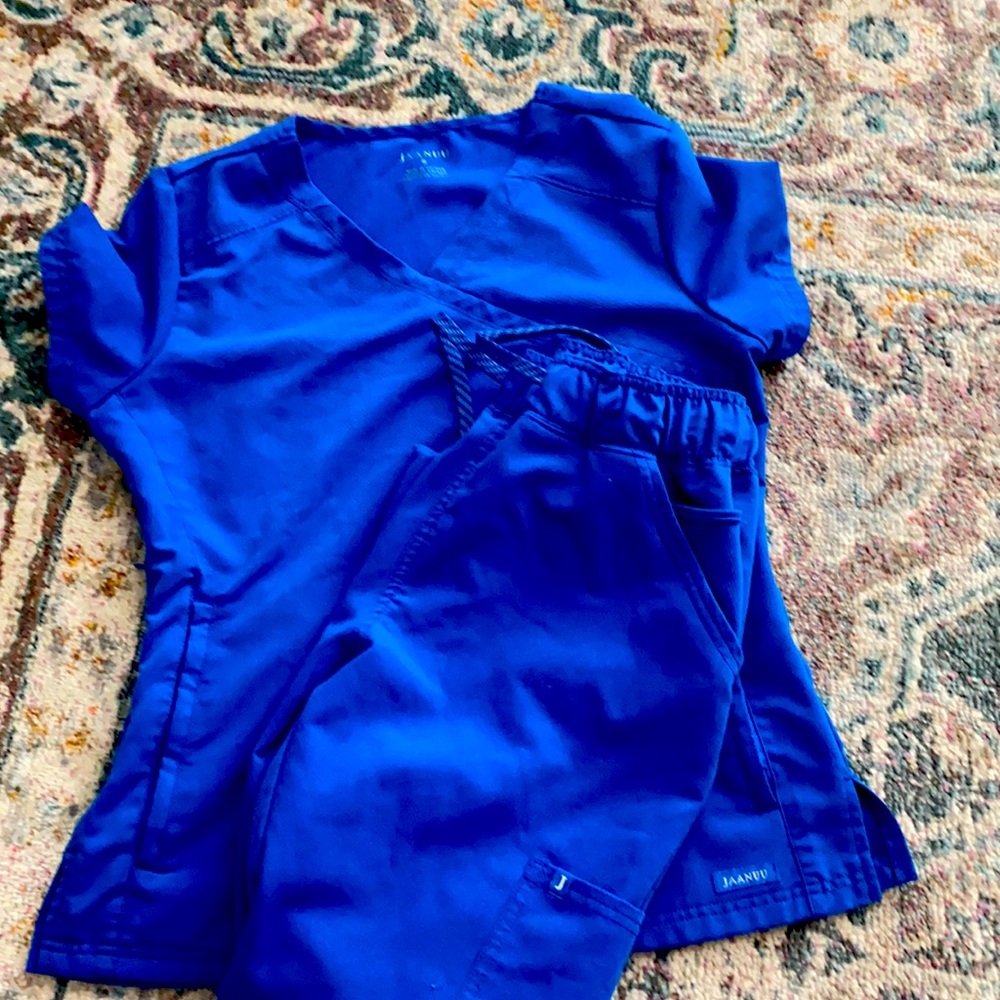 Cobalt blue Jaanuu Scrub Jogger set